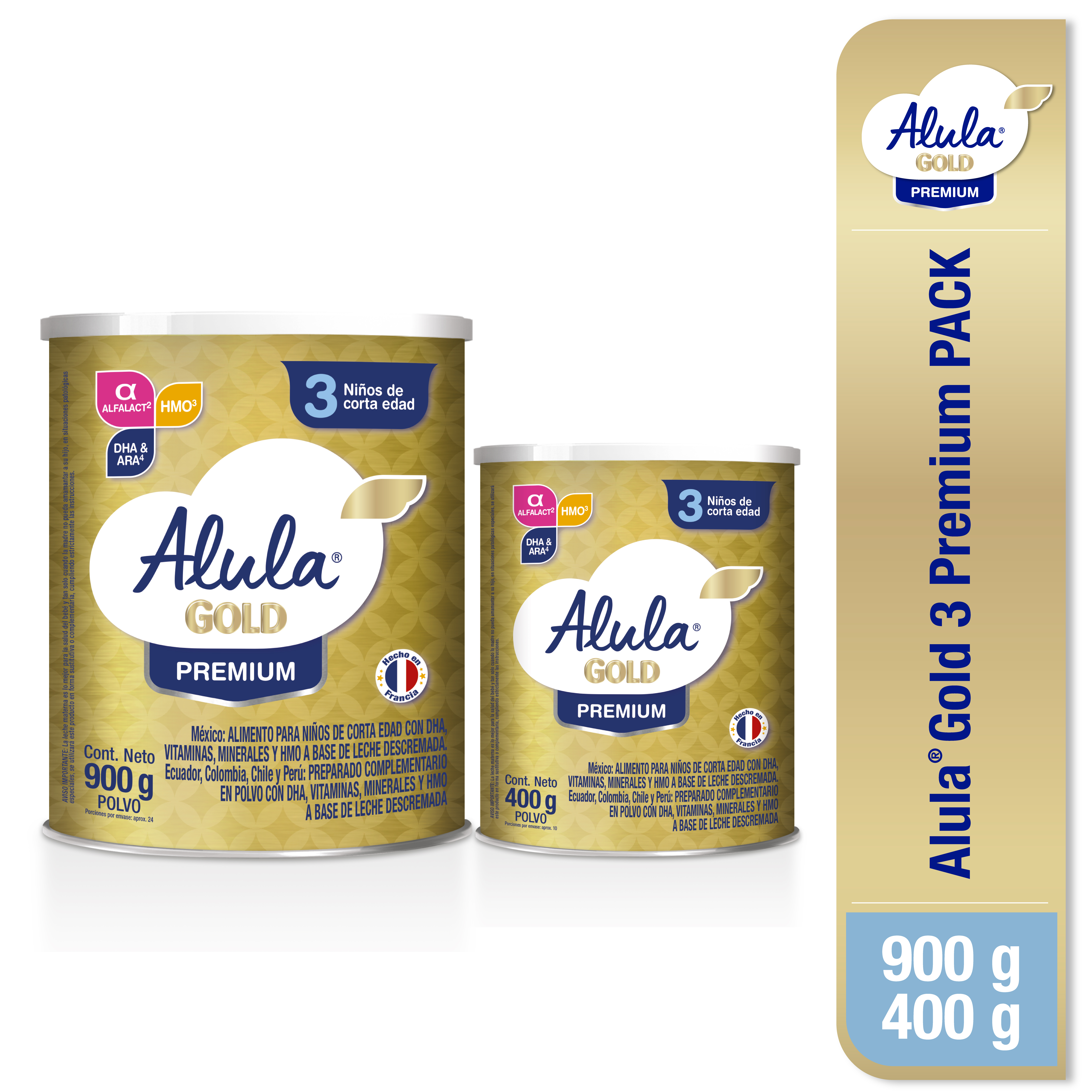 PACK ALULA GOLD 3 PREMIUM 900G + 400G